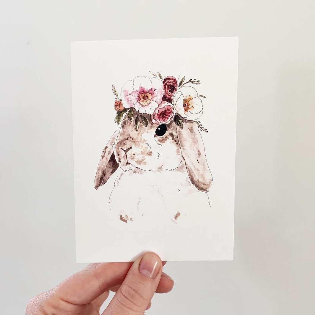 Critter Co. - BROWN BUNNY WITH A FLOWER CROWN Card