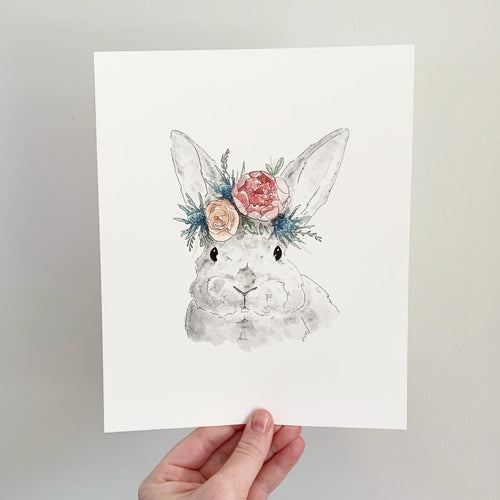 Critter Co. - GREY BUNNY IN A FLOWER CROWN Print (8