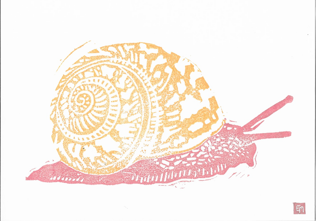 Ella Mollie - SNAIL Linocut Print/Postcard