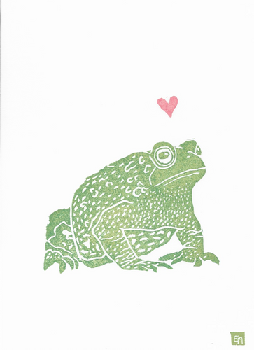 Ella Mollie - FROG LOVE Linocut Print/Postcard