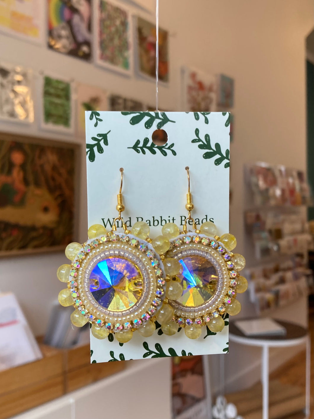 Wild Rabbit Beads - Gold + Yellow Flat Stitch Earrings