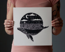 Erin Hollingshead - "Humpback Whale in Moonlight" Linocut Print